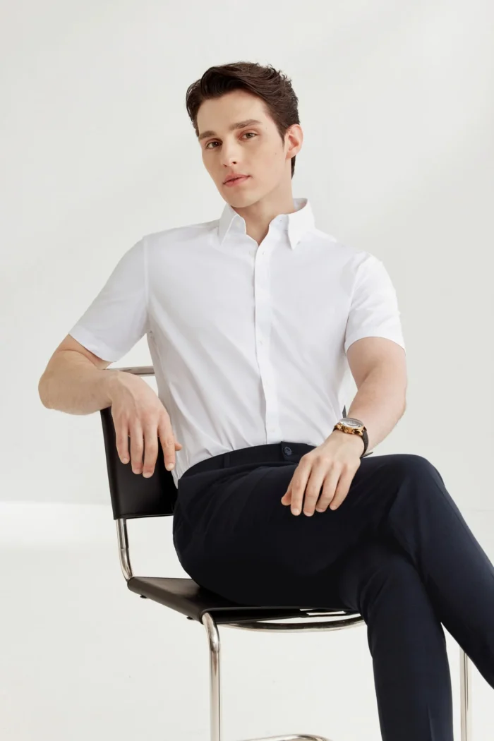 Non-Iron Easy Care Smart Fit Poplin Short Sleeve Shirt - Image 3