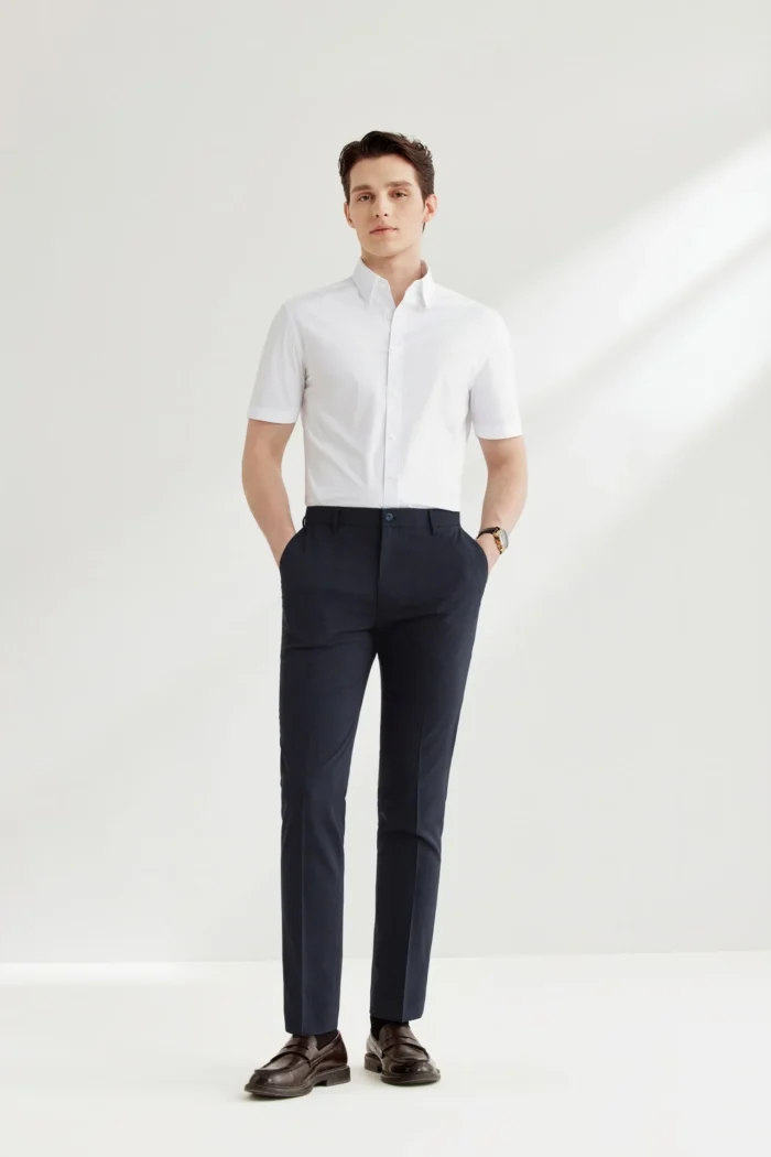 Non-Iron Easy Care Smart Fit Poplin Short Sleeve Shirt - Image 1