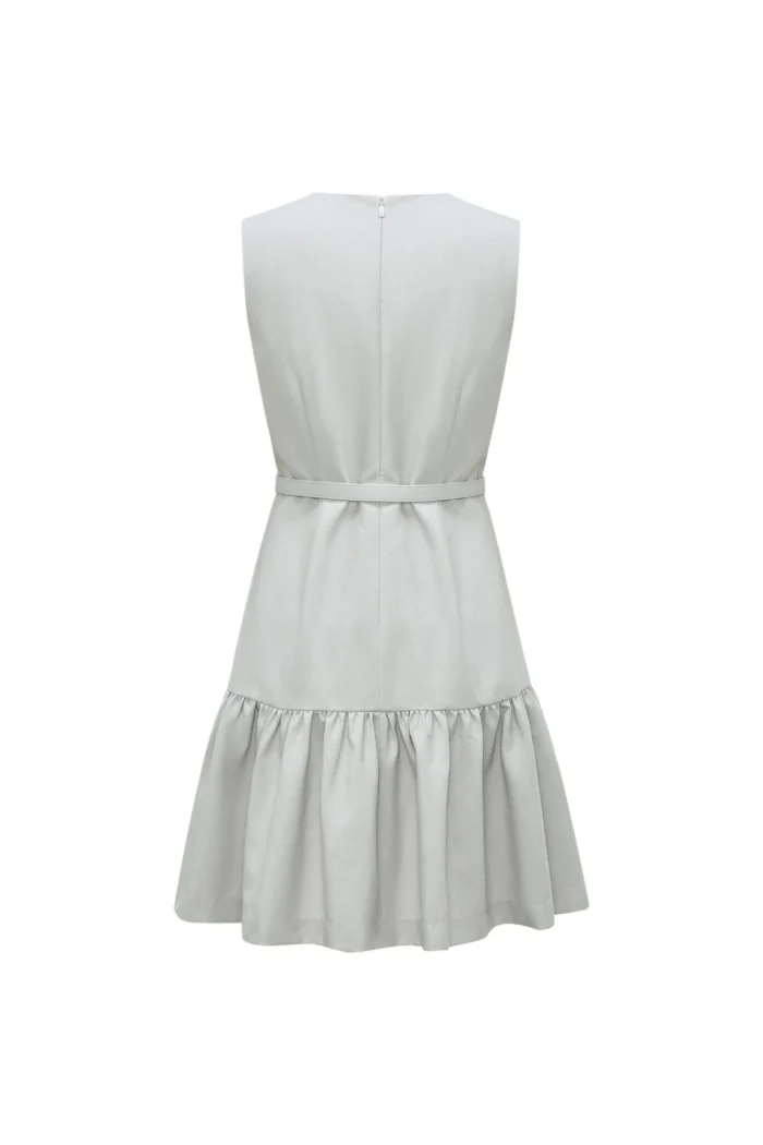 Round Neck Fit & Flare Work Dress with Fabric Belt - Image 9