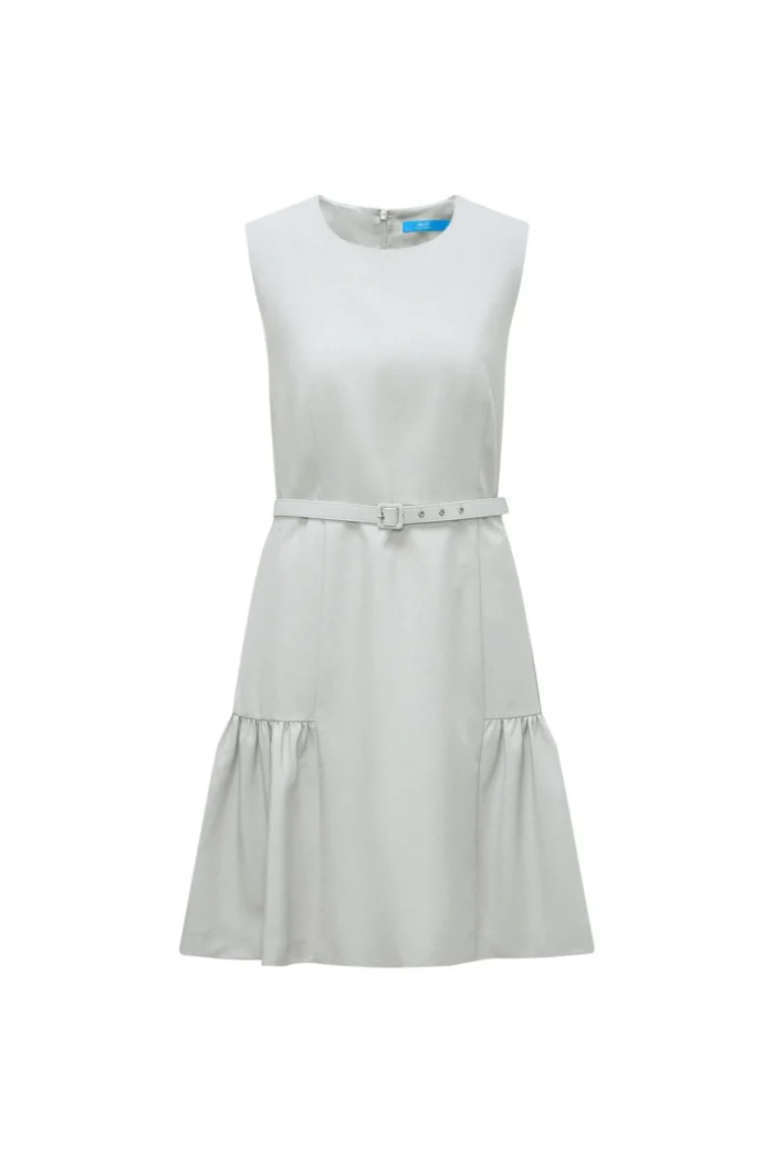 Round Neck Fit & Flare Work Dress with Fabric Belt - Image 8