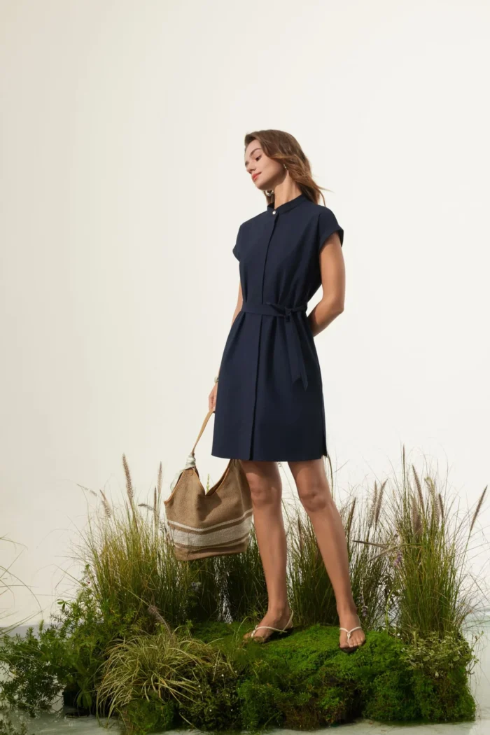 Stand Collar Shirt Dress - Image 3