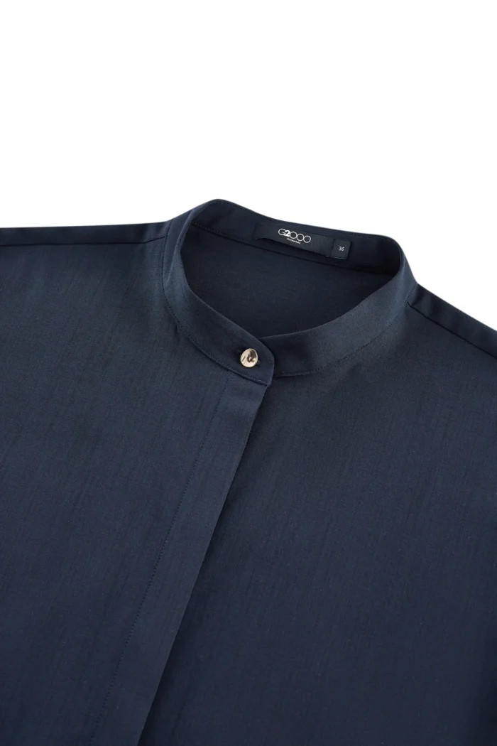 Stand Collar Shirt Dress - Image 9