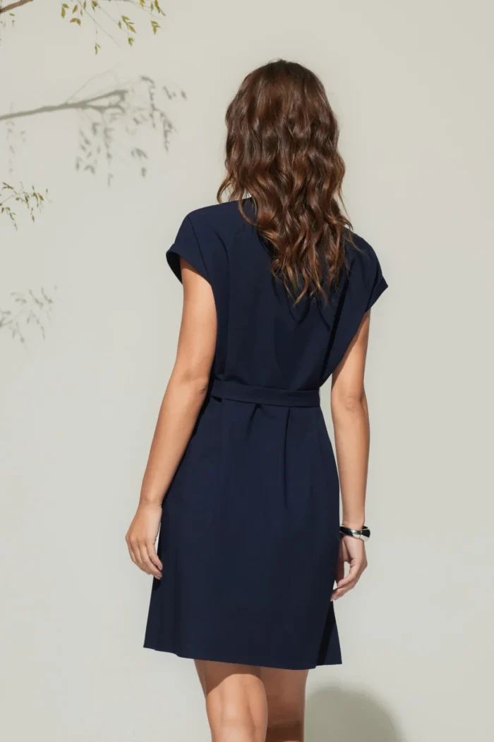 Stand Collar Shirt Dress - Image 11