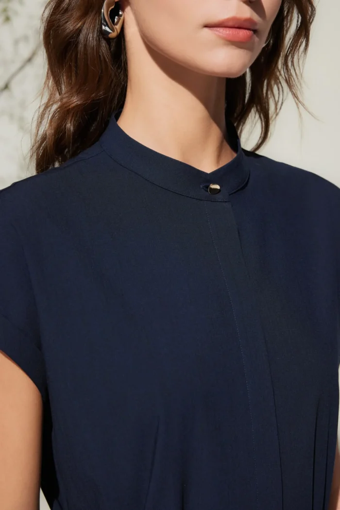 Stand Collar Shirt Dress - Image 12