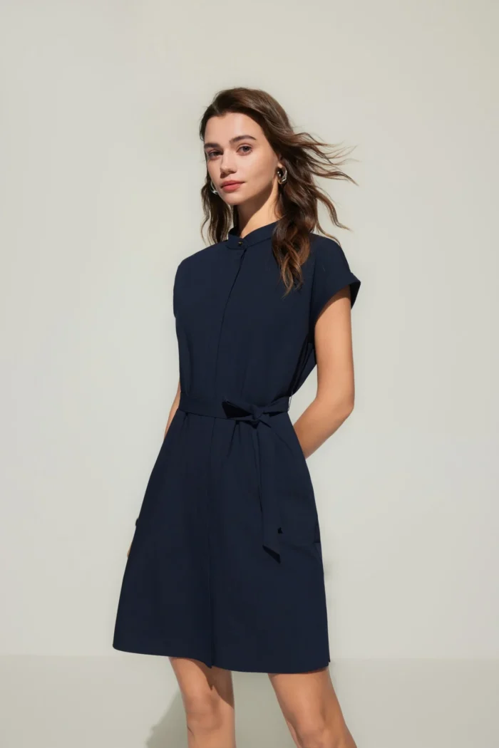 Stand Collar Shirt Dress - Image 14