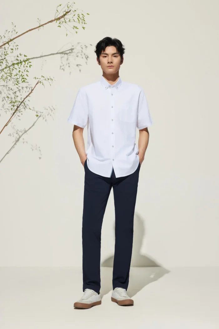 Cotton Oxford Comfort Fit Short Sleeve Casual Shirt - Image 1