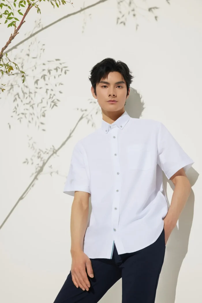 Cotton Oxford Comfort Fit Short Sleeve Casual Shirt - Image 2