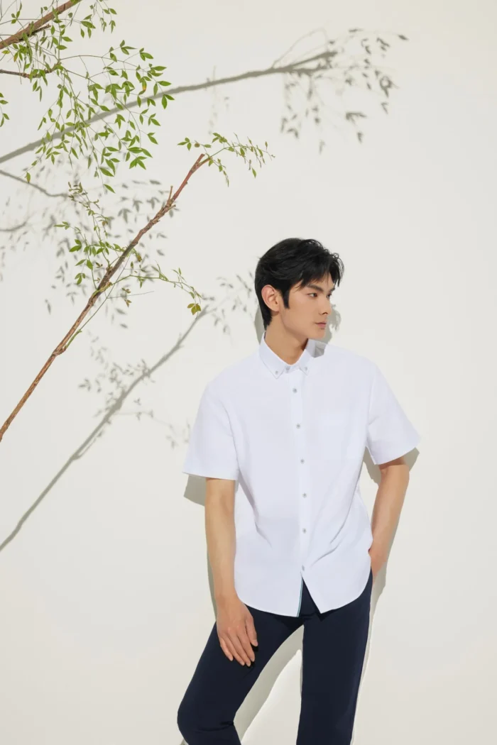 Cotton Oxford Comfort Fit Short Sleeve Casual Shirt - Image 3