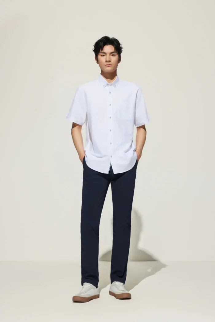 Cotton Oxford Comfort Fit Short Sleeve Casual Shirt - Image 9