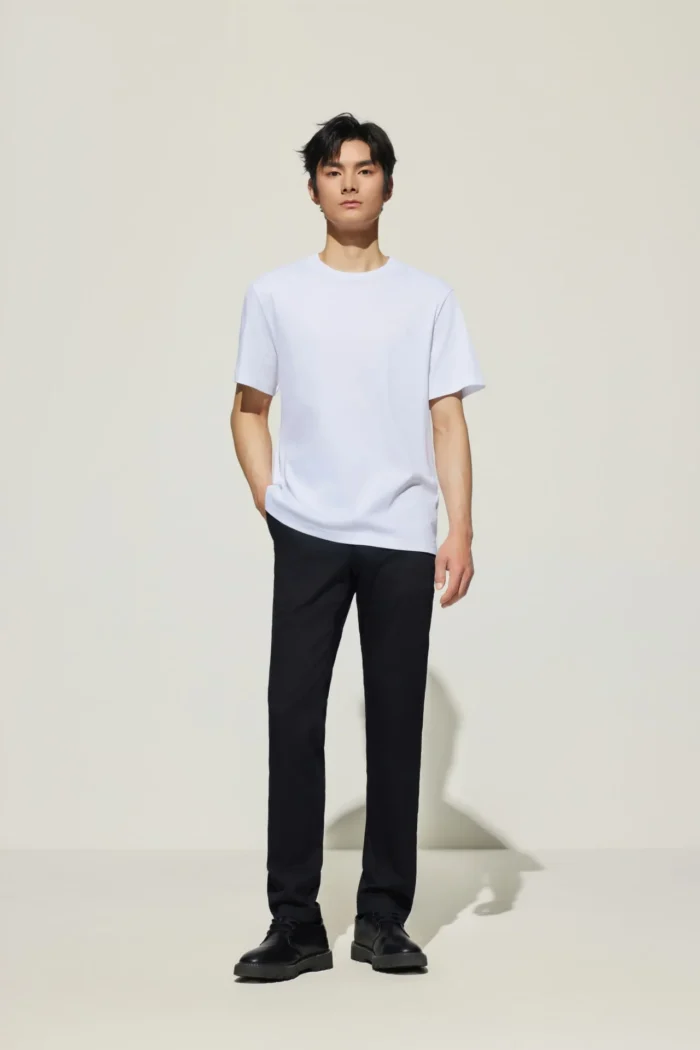 Super Soft Mercerized Pure Cotton Relax Fit Short Sleeve T-Shirt with Logo - Image 1