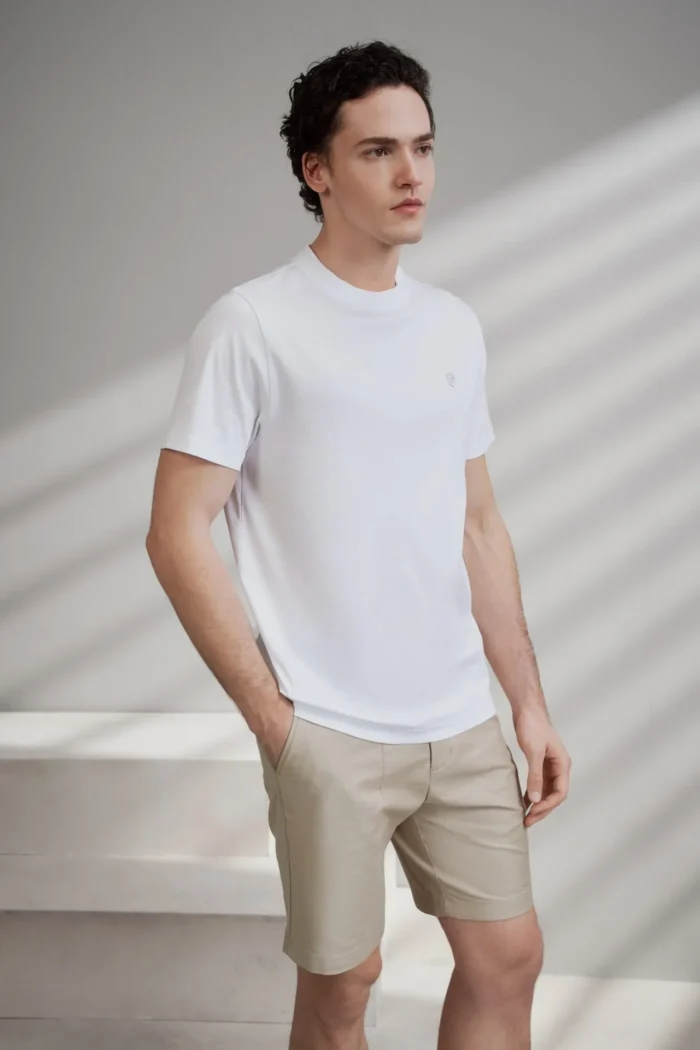 Super Soft Mercerized Pure Cotton Smart Fit Short Sleeve T-Shirt with Logo - Image 2