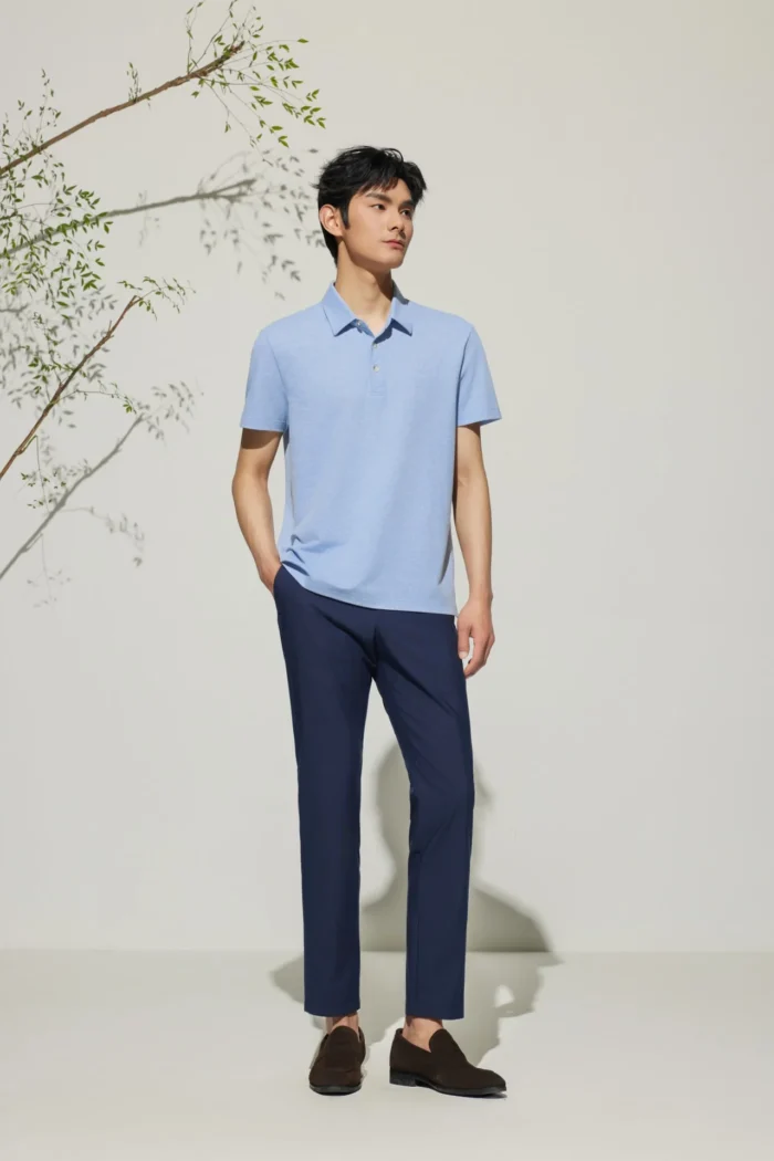 Easy Care Cool Touch Jacquard Texture Smart Fit Short Sleeve Polo Tee - Image 2