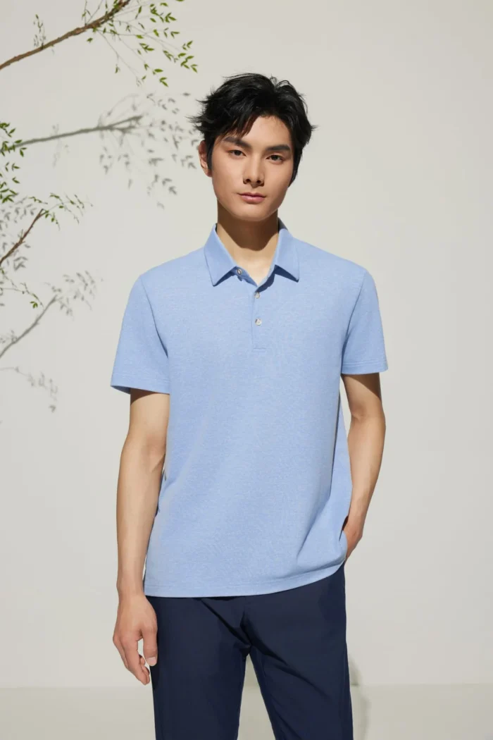 Easy Care Cool Touch Jacquard Texture Smart Fit Short Sleeve Polo Tee - Image 1
