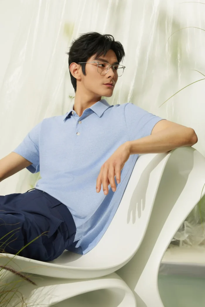 Easy Care Cool Touch Jacquard Texture Smart Fit Short Sleeve Polo Tee - Image 3