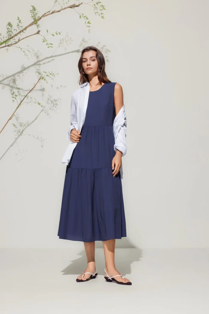 Round Neck Tiered Maxi Dress - Image 2