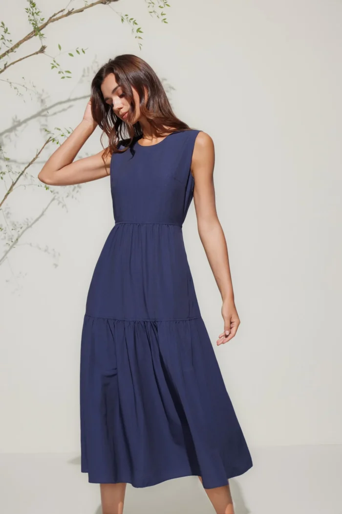 Round Neck Tiered Maxi Dress - Image 3