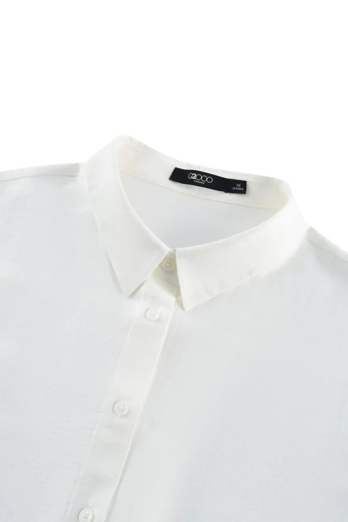 Shirt Collar Blouse With Necklace - Image 3