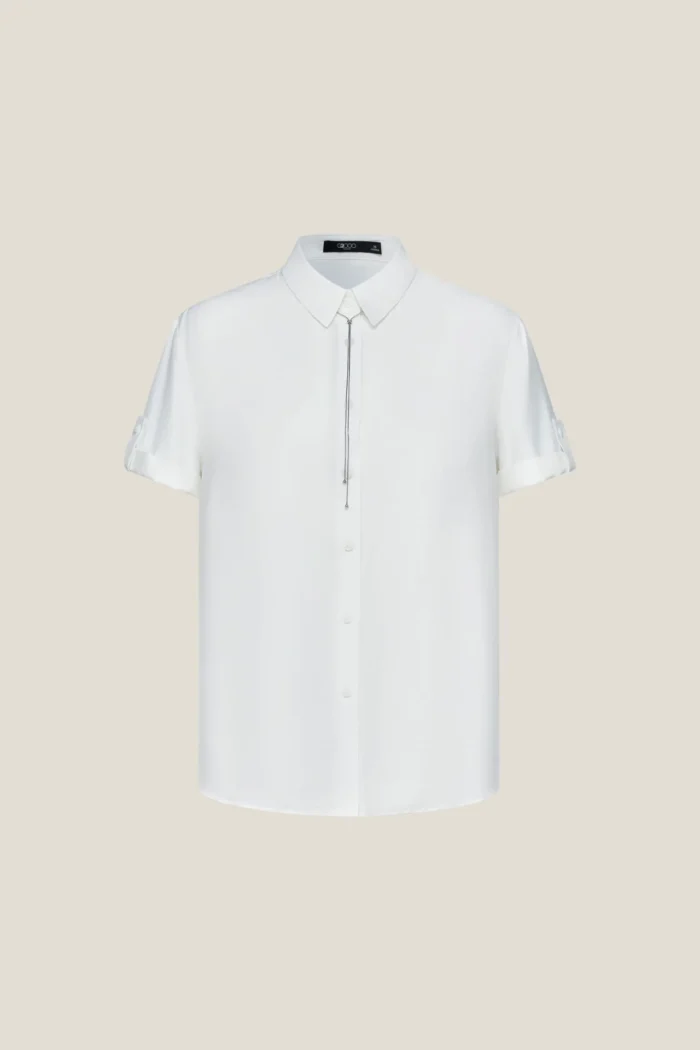 Shirt Collar Blouse With Necklace - Image 1