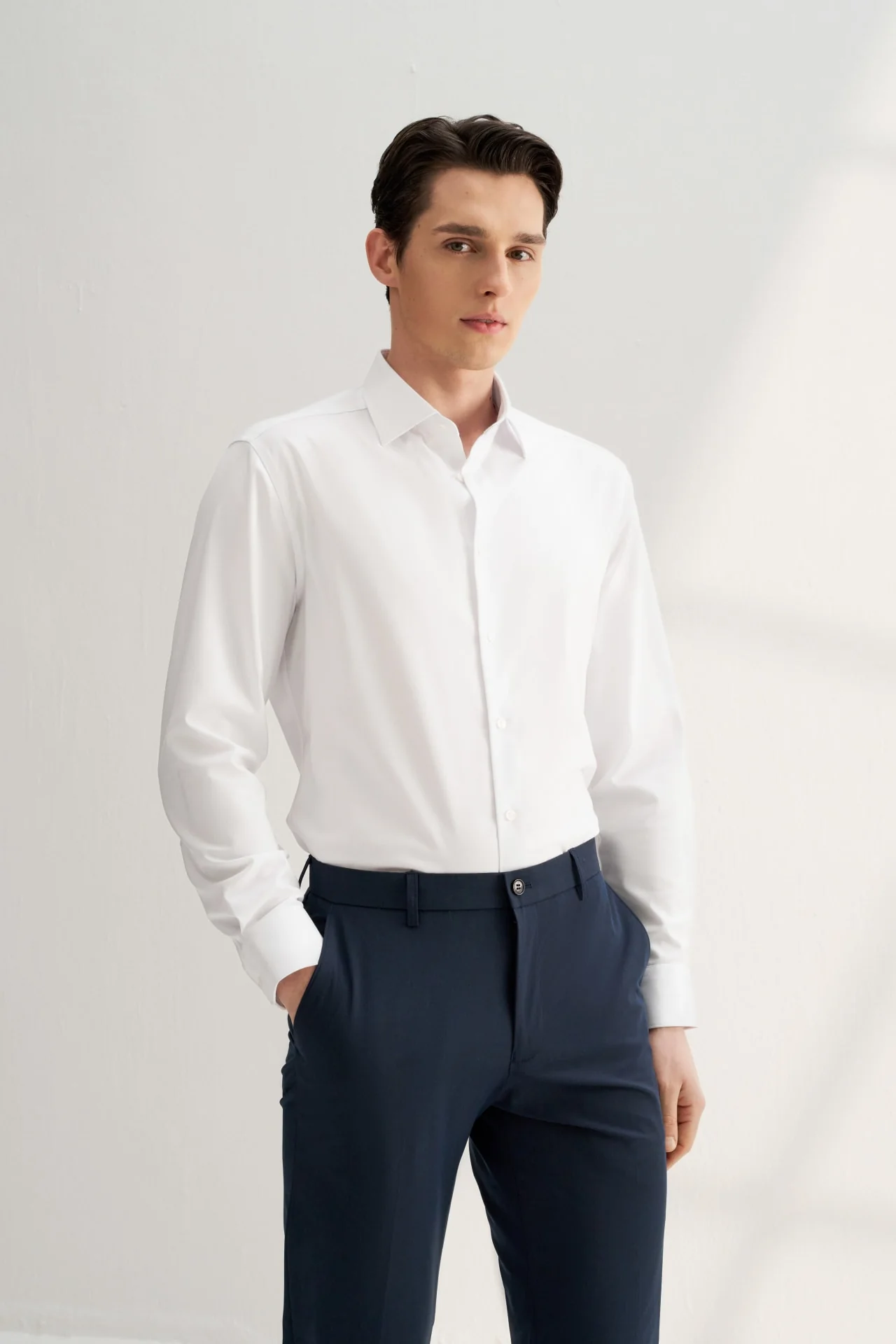 4112355200_AA1 Non-Iron Silky Touch Smart Fit Twill Shirt - Image 1