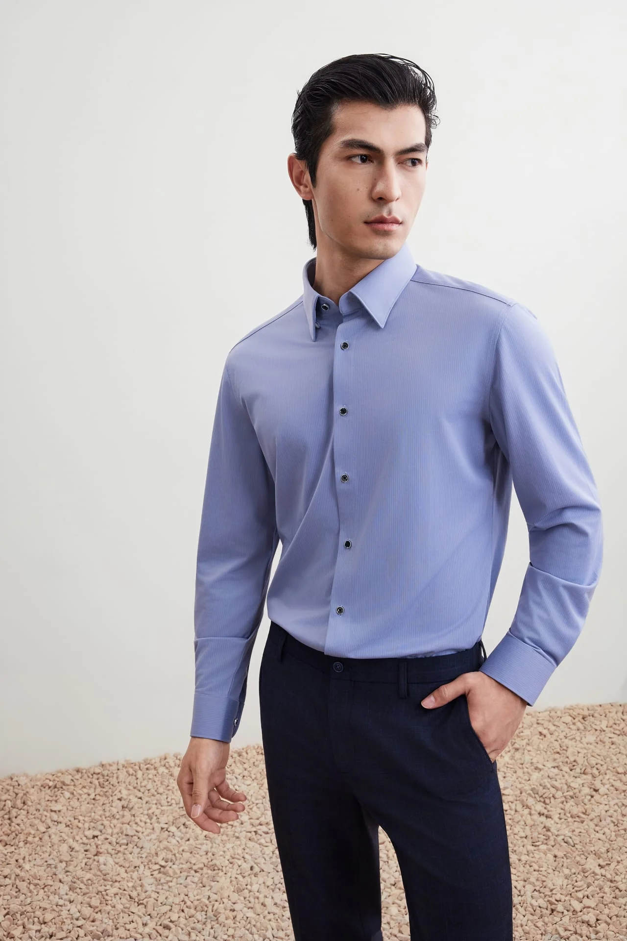 5612344292_M6 Non-Iron Poly Rayon Warp Knit Shirt - Image 1