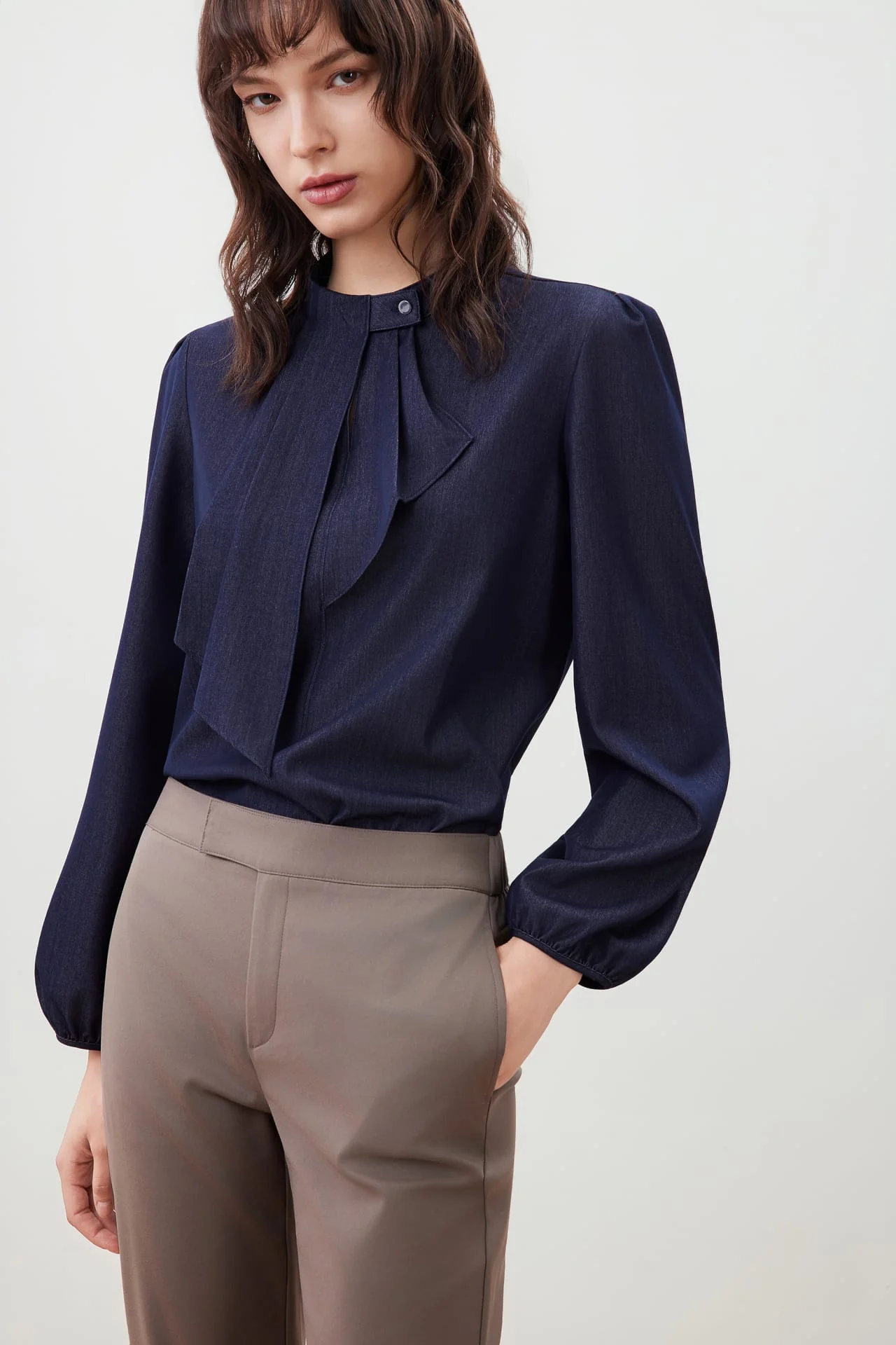 5624202178_M2 Ruffle Detail Stand Collar Blouse - Image 1